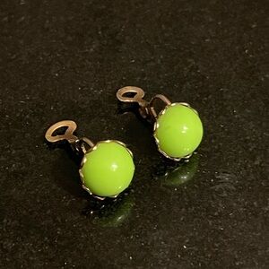 Vibrant Lime GP Clip-On Earrings.